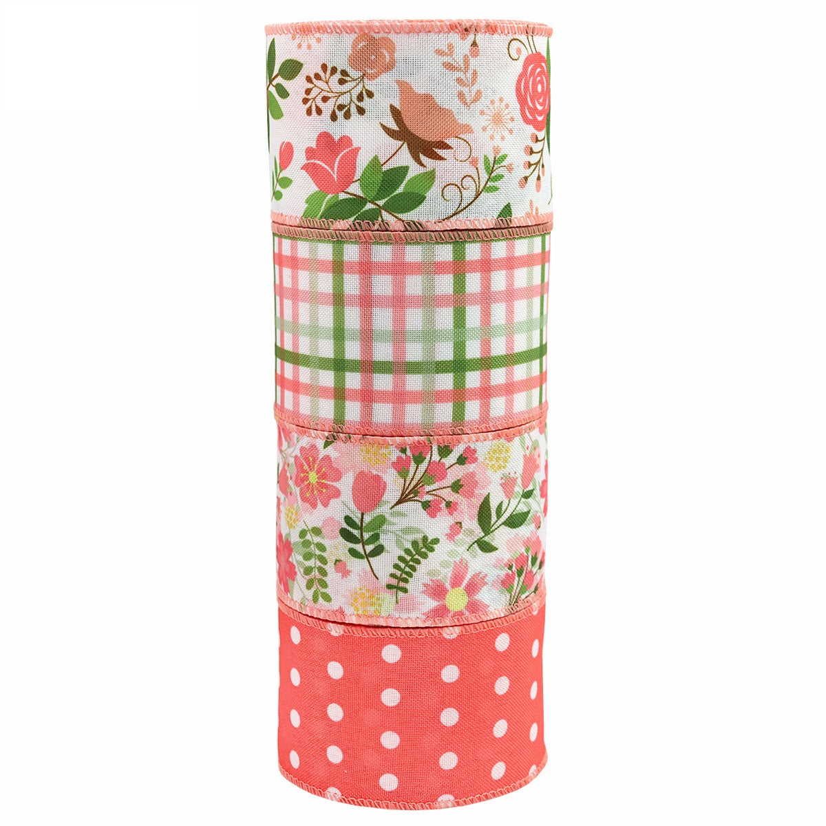 63mm Spring Flower Wire Edge Crochet Ribbon 5 Yards per Roll 4 Rose