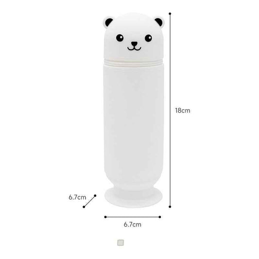 Cartoon Bear Silicone Pencil Case Pen Holder with Suction Cup Stand-Up White