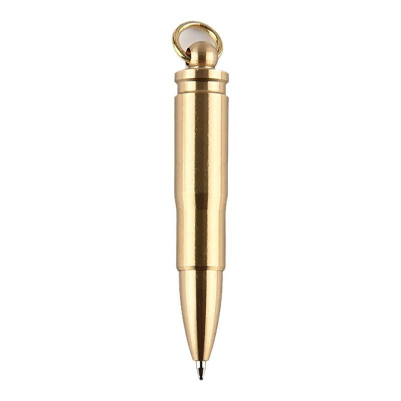 Brass Bullet Pen – Keychain Mini Ballpoint Pen, Portable Pocket Pen