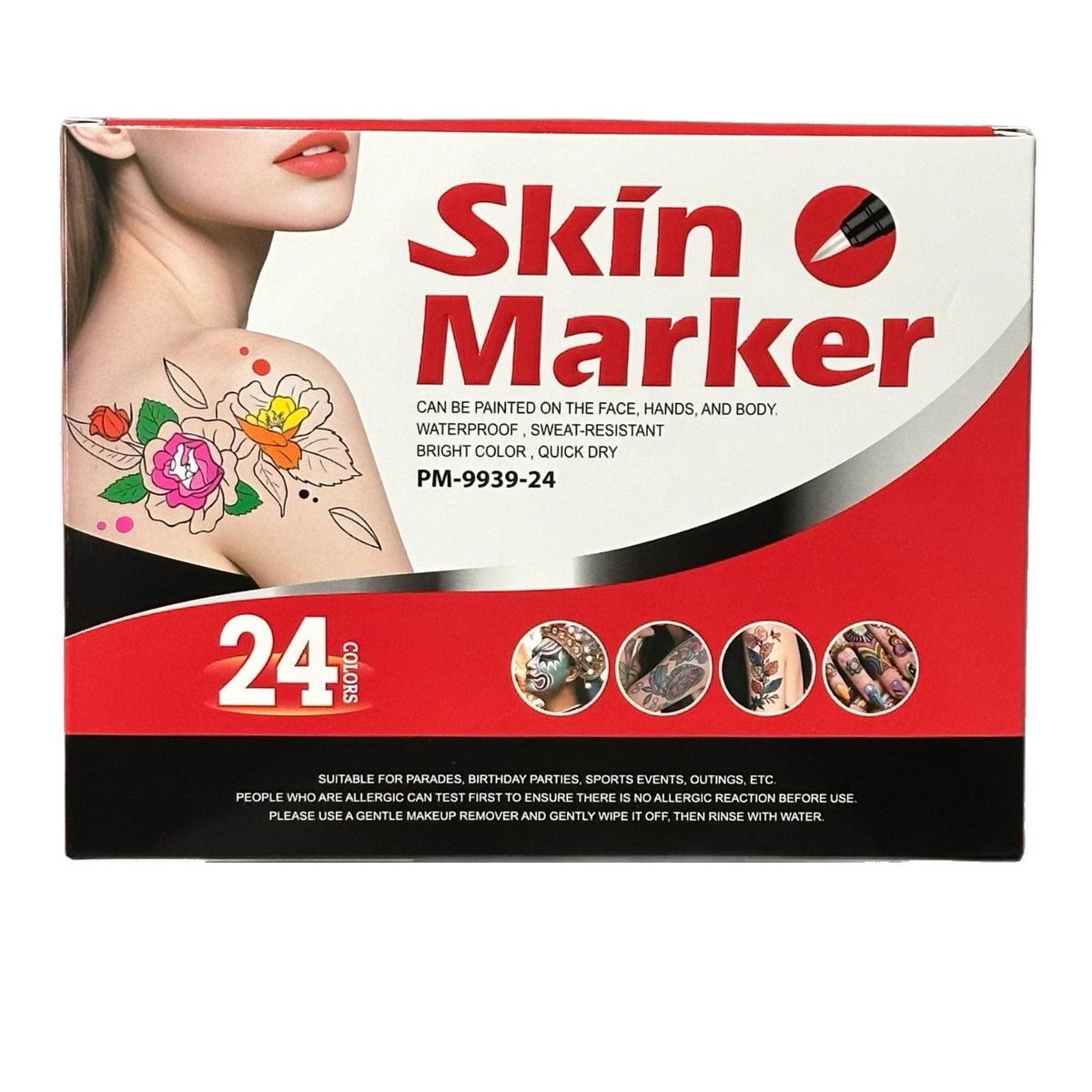 12-Color Body Paint Brush Skin Markers Face & Body Art Pens 24 Color