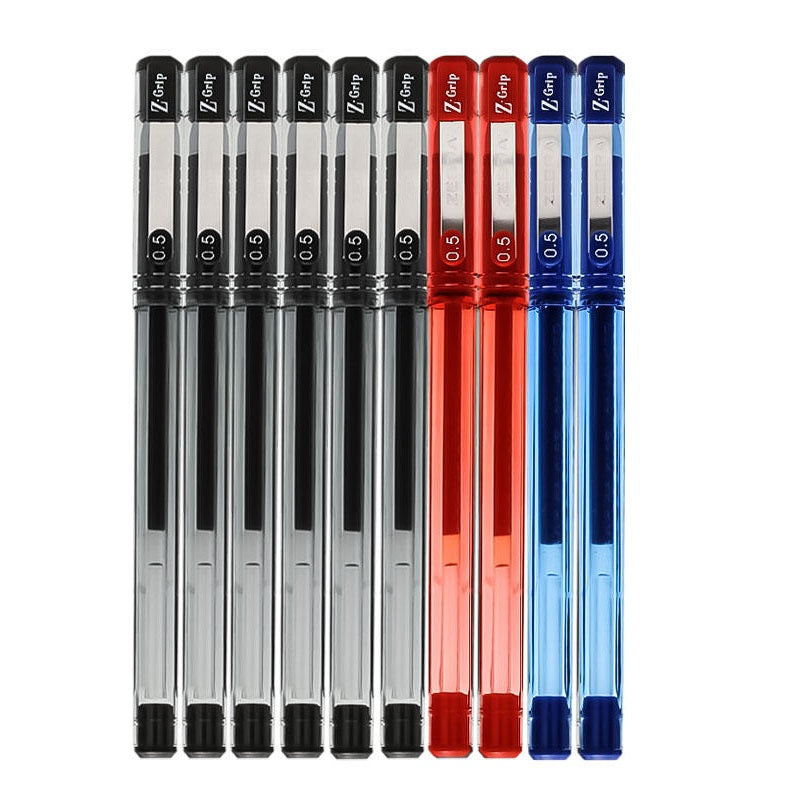 Zebra Z-Grip Stick Gel Ink Rollerball Pen,0.5mm,10 Pack 6 Black 2 Blue 2 Red