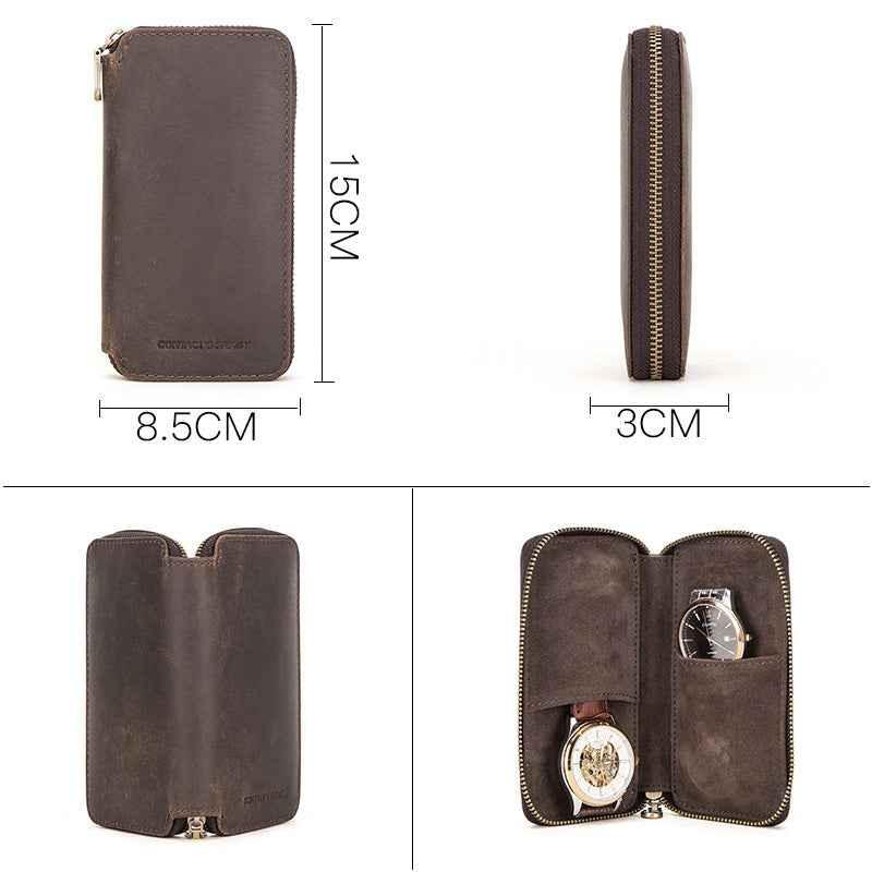 2 stuks lederen horlogeband opbergtas