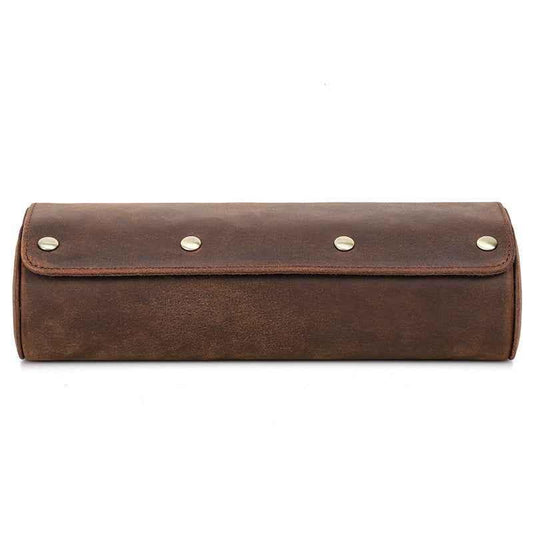Leather Watch Roll Up Case 3 Slots Storage Box