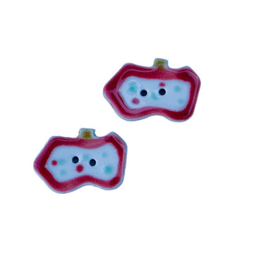 30mm Red Apple Handmade Ceramic DIY Buttons 5pcs A