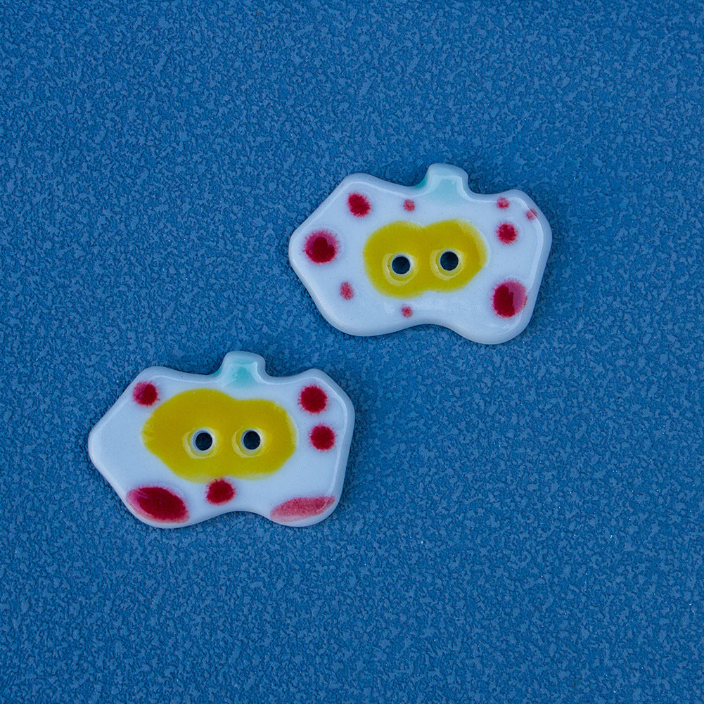 30mm Red Apple Handmade Ceramic DIY Buttons 5pcs C