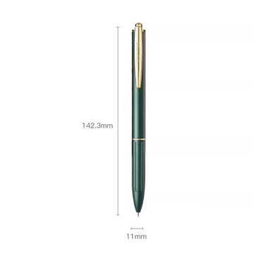 COMIX X5 Metal Retractable Gel Pen | 0.5mm Black Ink | Brass Body | Low Centre of Gravity Green