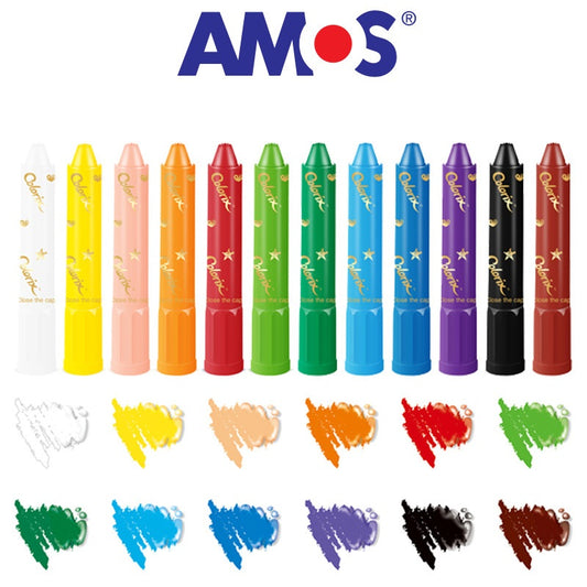 AMOS Silky Crayon Colorix 3in1 Buntstift, Pastell, Aquarellstift 12 Farben
