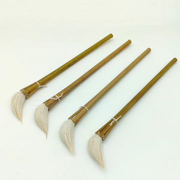 Ceramic Painting Brush Set of 4 – Blue-and-White Underglaze Shading & Wash Brushes with Bamboo Handle