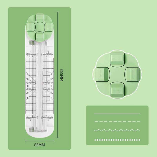 4in1 Paper Trimmer Craft Paper Cutter with Dial Blades Green