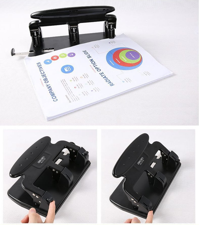 DELI Office 0116 Heavy-Duty 3-Hole Punch with Ruler