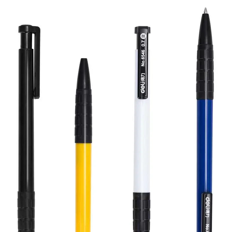 DELI intrekbare balpennen, fijne punt 0,7 mm, zwart/rood/blauwe inkt, 36 stuks
