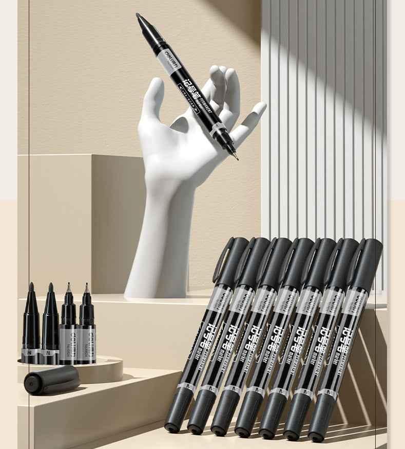 DELI Permanent Art Marker Pen mit zwei Spitzen, feine und ultrafeine Spitze, 12er-Pack