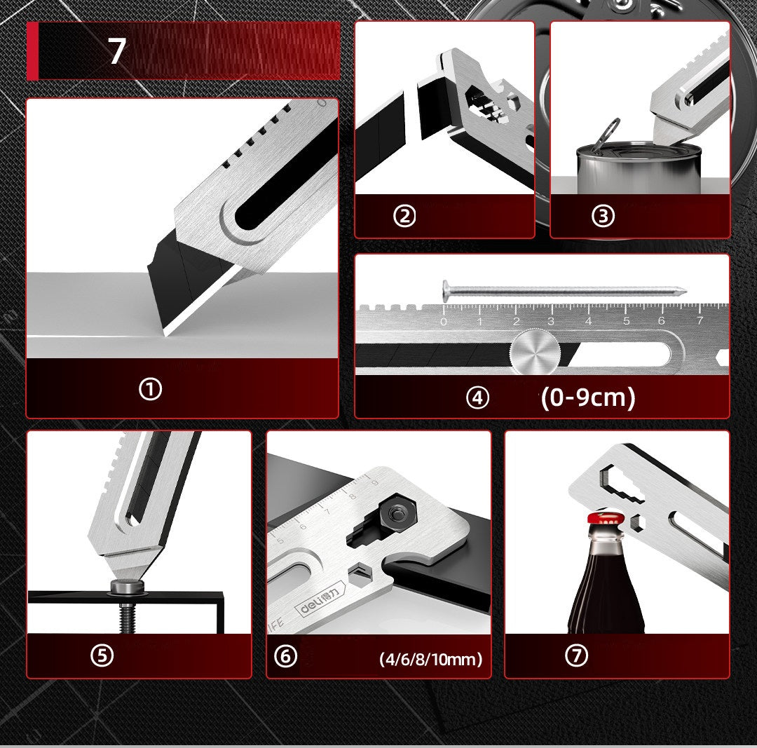 Deli Multi-Function Stainless Steel Utility Knife — 6-in-1 Art Knife