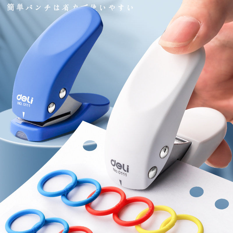 DELI Mini Single Hole Punch 6mm Hole with 24 Colorful Plastic Binding Rings