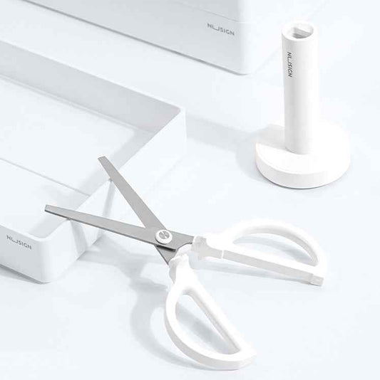 DELI Nusign NS051A Standing Office & Craft Scissors with Non-Slip Base White
