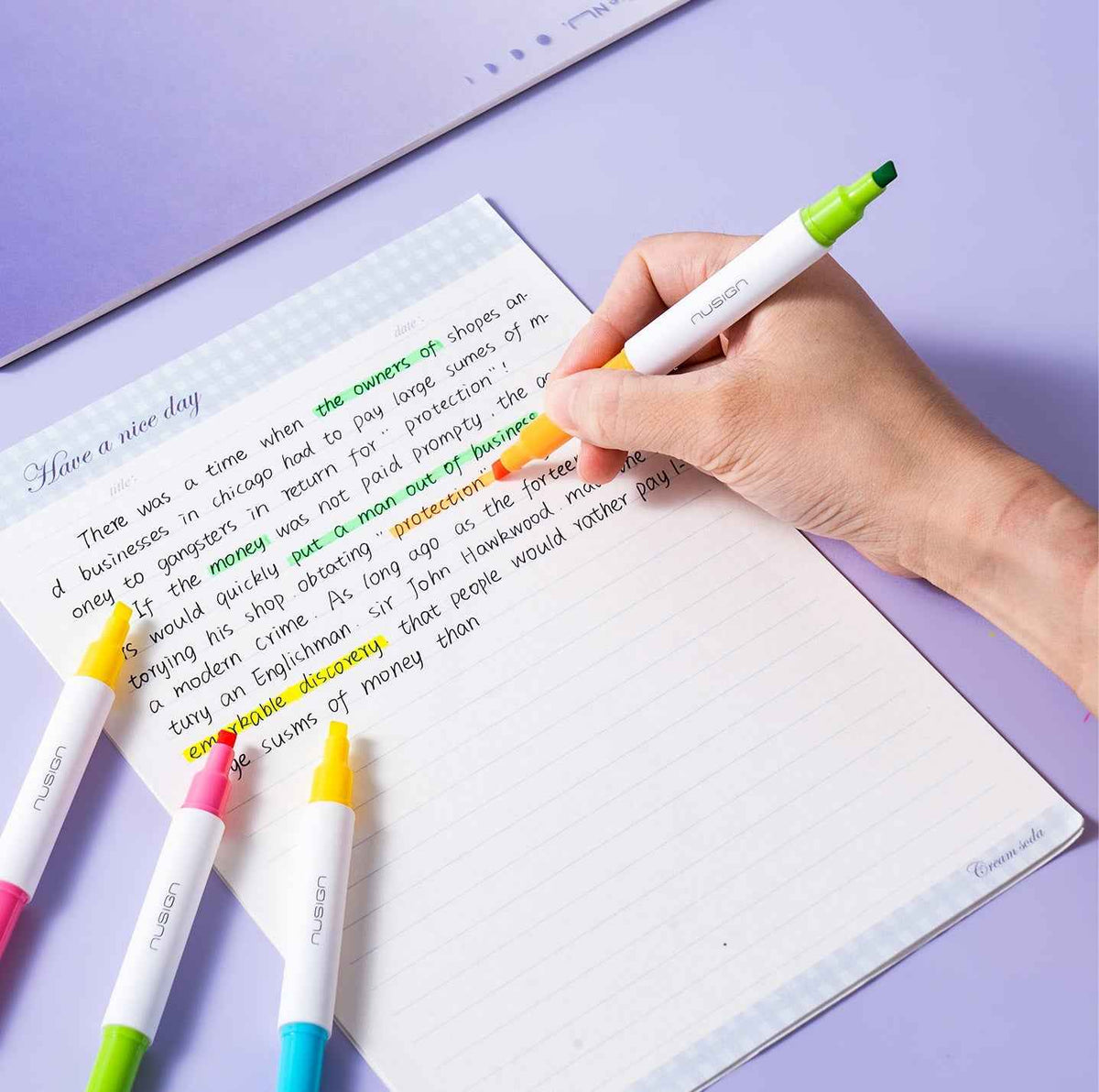 DELI Nusign NS720 Dual Tip Highlighters, Pastel Colors, 6 Pack