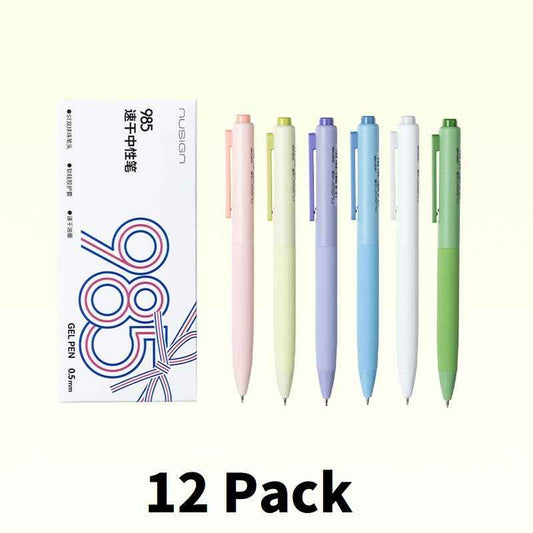 DELI Nusign NS985 Click Gel Pen – 0.5mm Black Ink 12 Pack