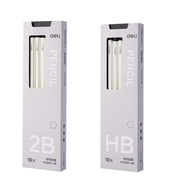 DELI White Barrel Pencils - School Student Pack (20-Piece HB/2B)