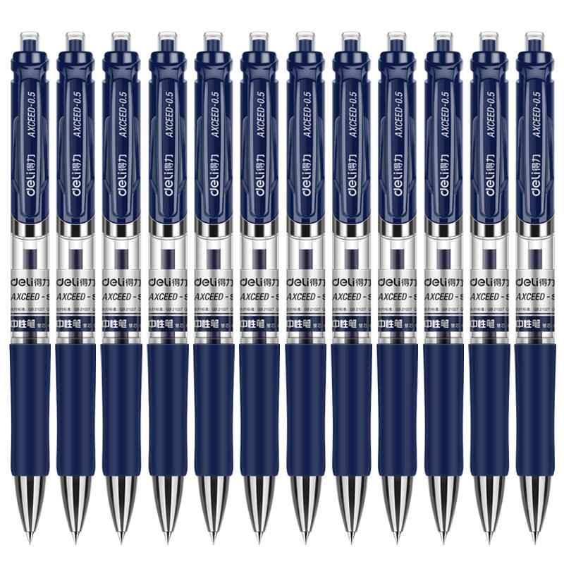 DELI S01 Szybkoschnące długopisy żelowe, szybkoschnące, cienkie, 0,5 mm, luzem, 12 sztuk
