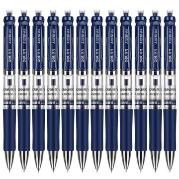 DELI S01 Szybkoschnące długopisy żelowe, szybkoschnące, cienkie, 0,5 mm, luzem, 12 sztuk