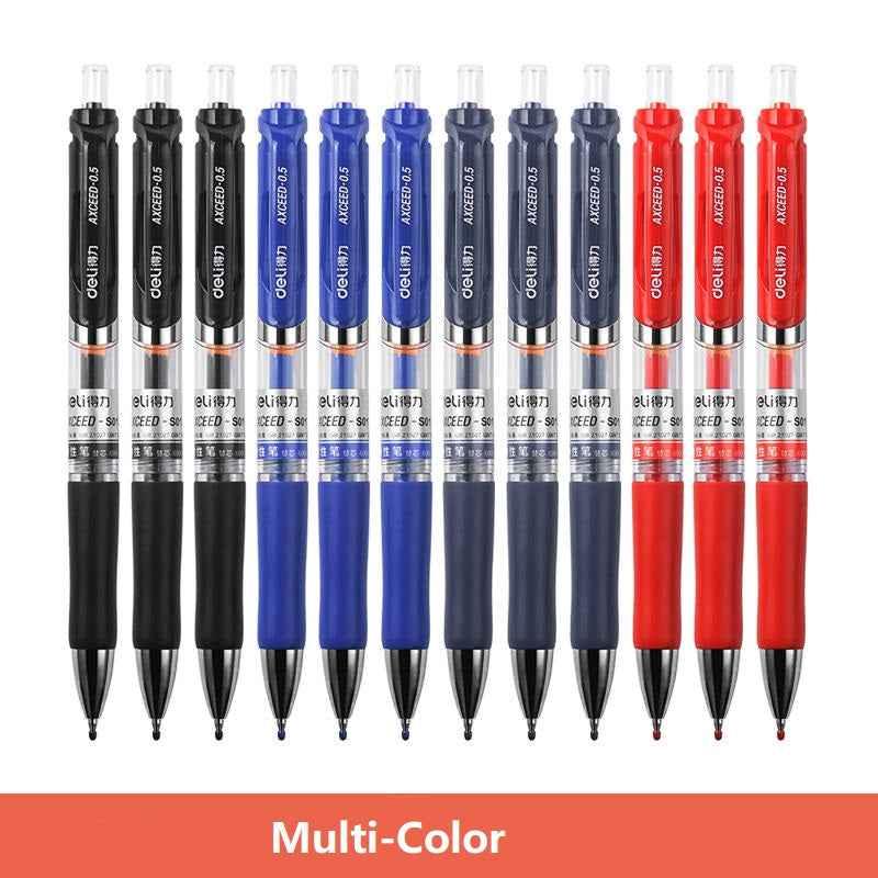 DELI S01 Szybkoschnące długopisy żelowe, szybkoschnące, cienkie, 0,5 mm, luzem, 12 sztuk