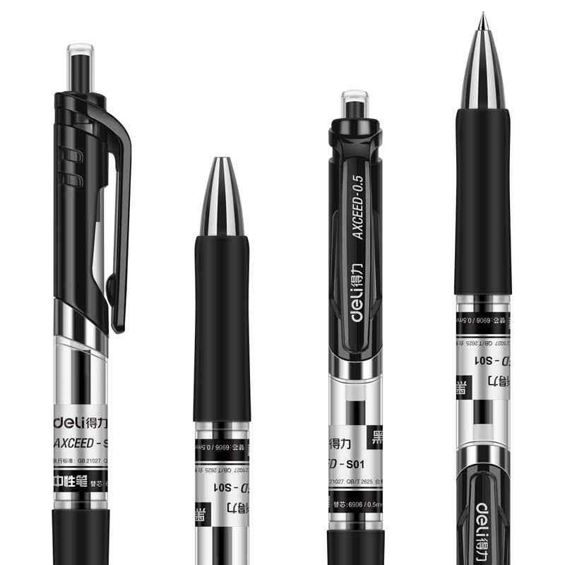 DELI S01 Szybkoschnące długopisy żelowe, szybkoschnące, cienkie, 0,5 mm, luzem, 12 sztuk