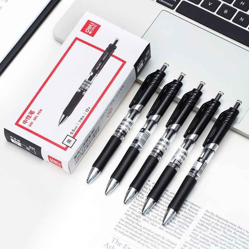DELI S01 Szybkoschnące długopisy żelowe, szybkoschnące, cienkie, 0,5 mm, luzem, 12 sztuk