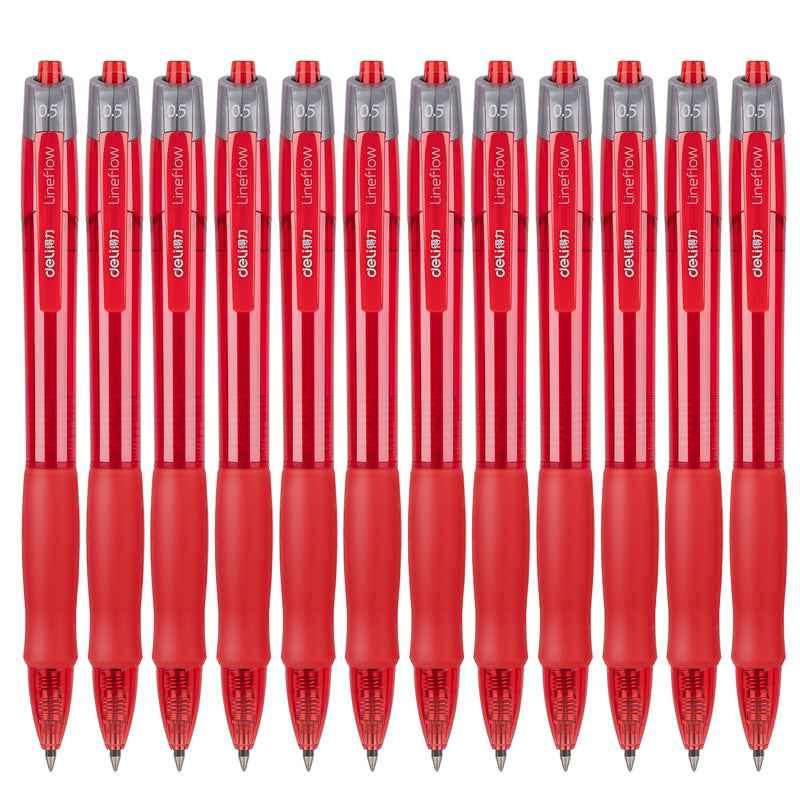 DELI S08 Gel-Tintenstifte, extra feine Spitze 0,5 mm, 12 Stück, Schwarz, Rot, Blau