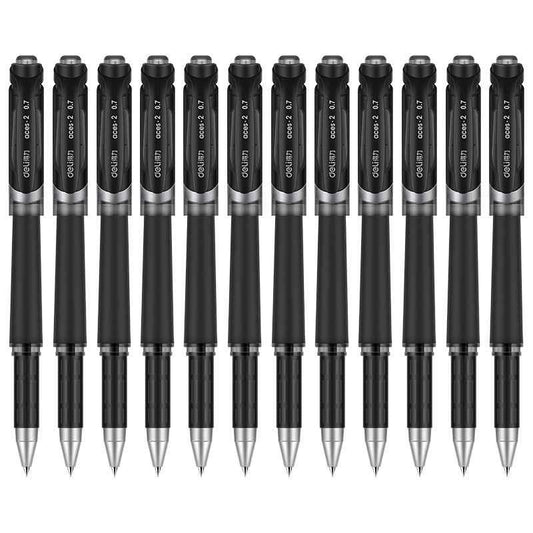 DELI S21 Black Gel Pen 0.7mm Medium Point,12 Pack