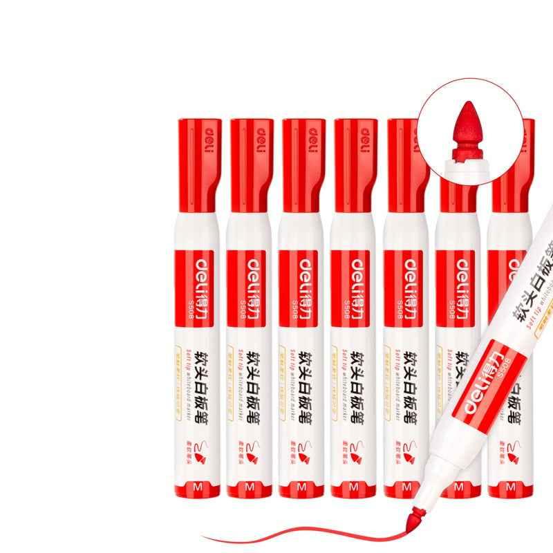 DELI Low Odor Dry Erase Marker,Soft Tip Whiteboard Marker,10 Count Red
