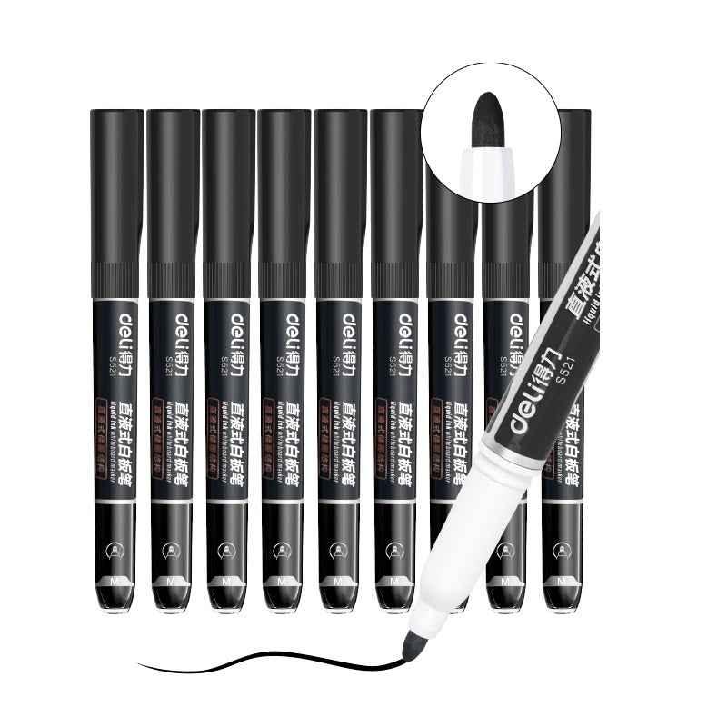 DELI Marqueur effaçable à sec à faible odeur, marqueur pour tableau blanc à pointe fine de 1,3 mm, 10 pièces