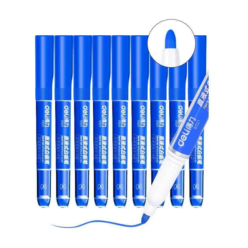 DELI Marqueur effaçable à sec à faible odeur, marqueur pour tableau blanc à pointe fine de 1,3 mm, 10 pièces