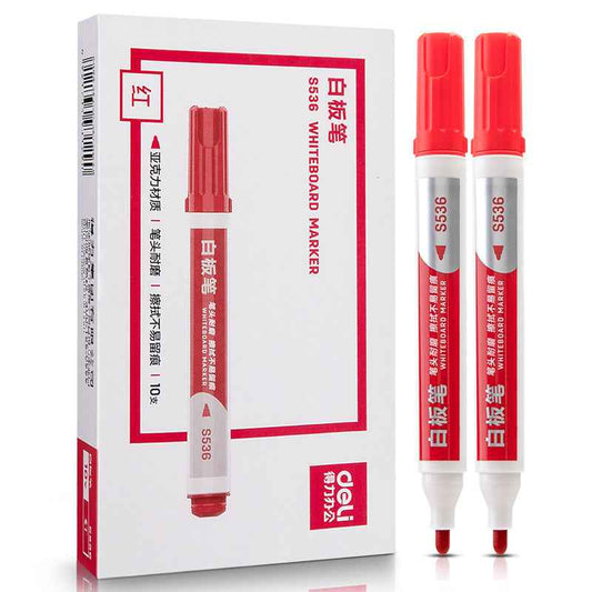 DELI S536 20-Pack Low-Odor Bullet Tip Dry Erase Whiteboard Markers Red