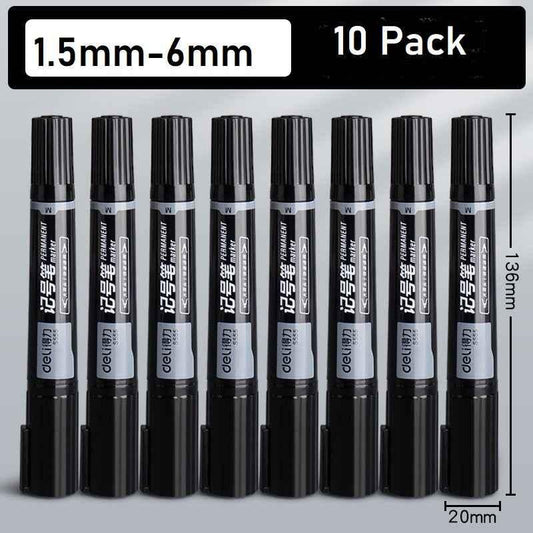 DELI Permanent Art Marker Pen, Kule og Meiselspiss, 10 stk