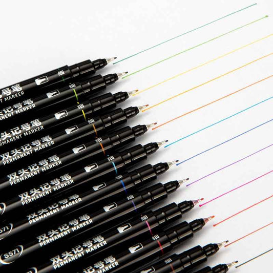 DELI Permanentmarker mit zwei Spitzen, 12 Farben, auf Ölbasis