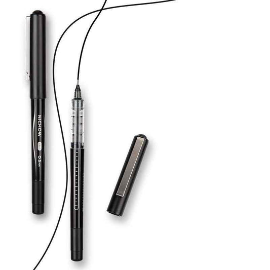 DELI NICHOW Bolígrafos de tinta negra líquida, punta de aguja de 0,5 mm, paquete de 12