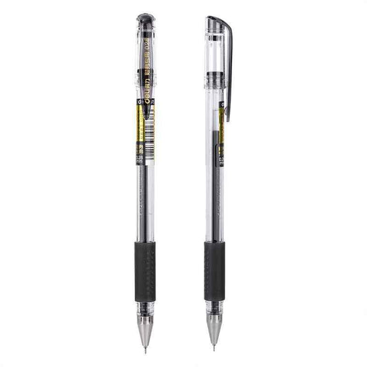 DELI S820 Bolígrafo de gel negro punta ultrafina 0,28 mm, paquete de 12