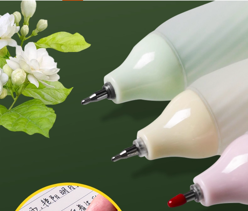 DELI SA613 Fruit-Scented Click Gel Pens - 0.5mm Black Ink, 12-Pack