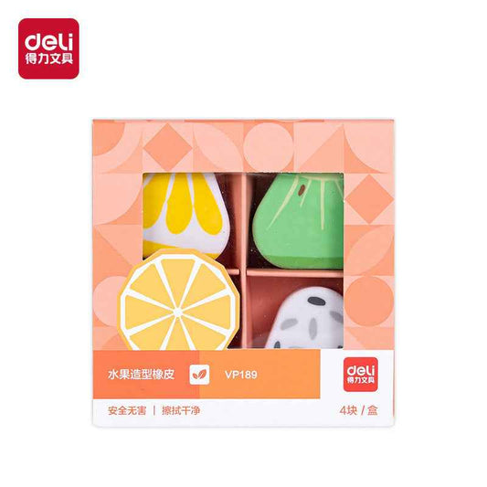 DELI VP189 Cute Fruit-Shaped Erasers – 8-Piece Set