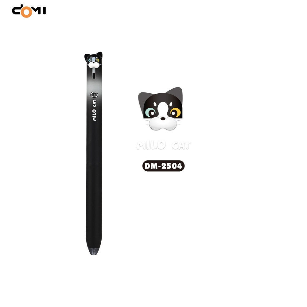 DOMI MILO Cat Retractable Gel Pens | 0.5mm Black Ink,12 Pack A