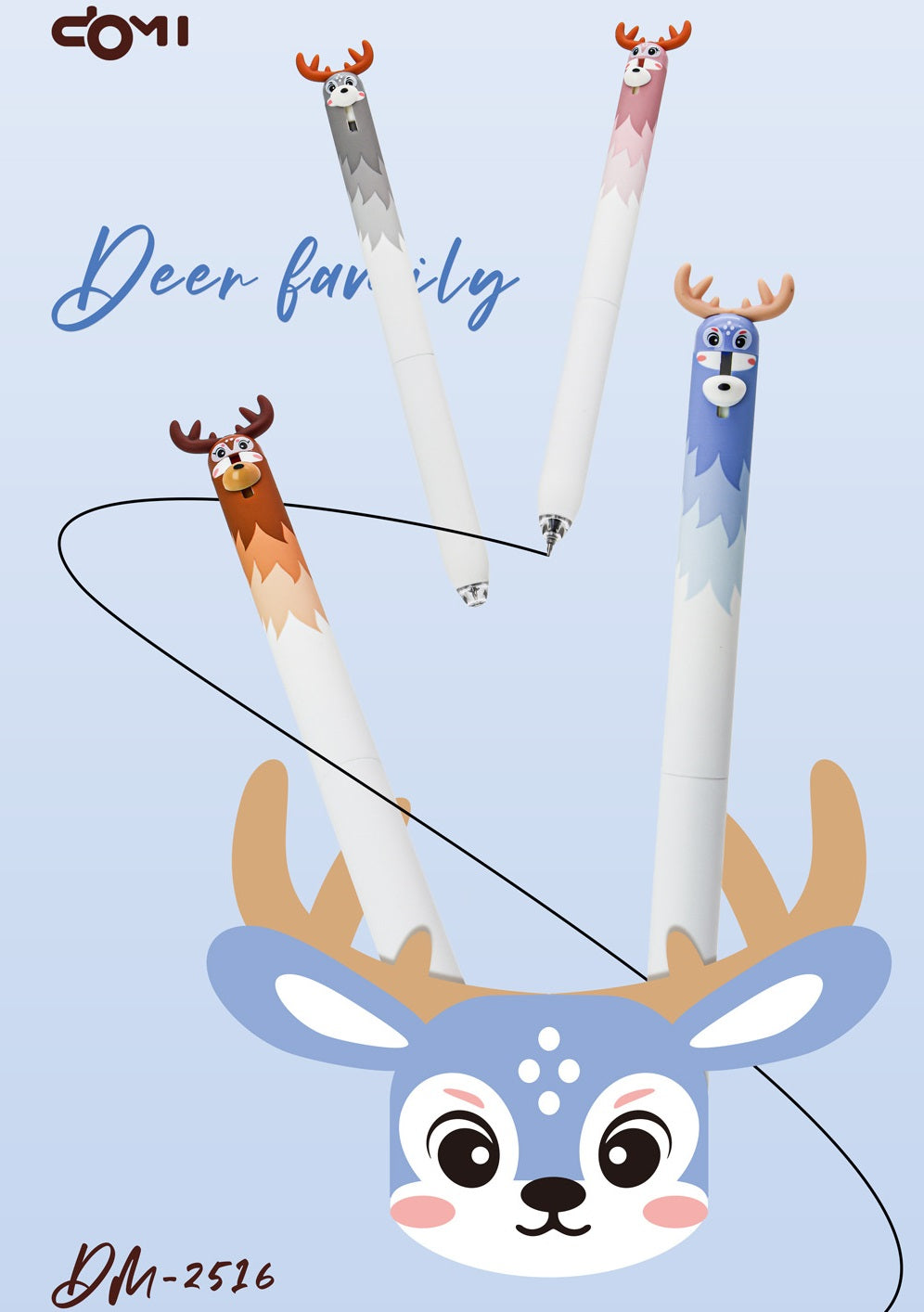 DOMI Deer Retractable Gel Pens | 0.5mm Black Ink,12 Pack
