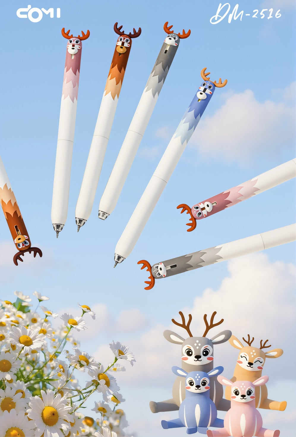 DOMI Deer Retractable Gel Pens | 0.5mm Black Ink,12 Pack