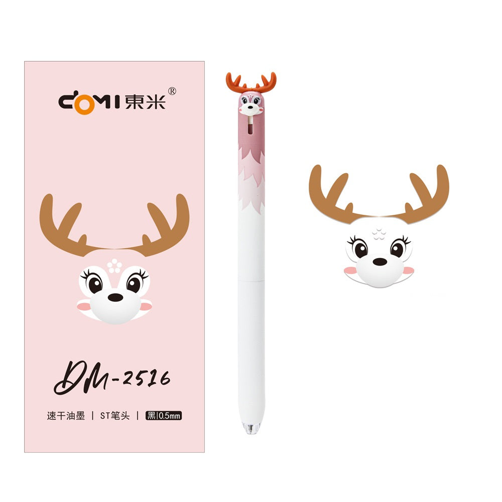 DOMI Deer Retractable Gel Pens | 0.5mm Black Ink,12 Pack Pink