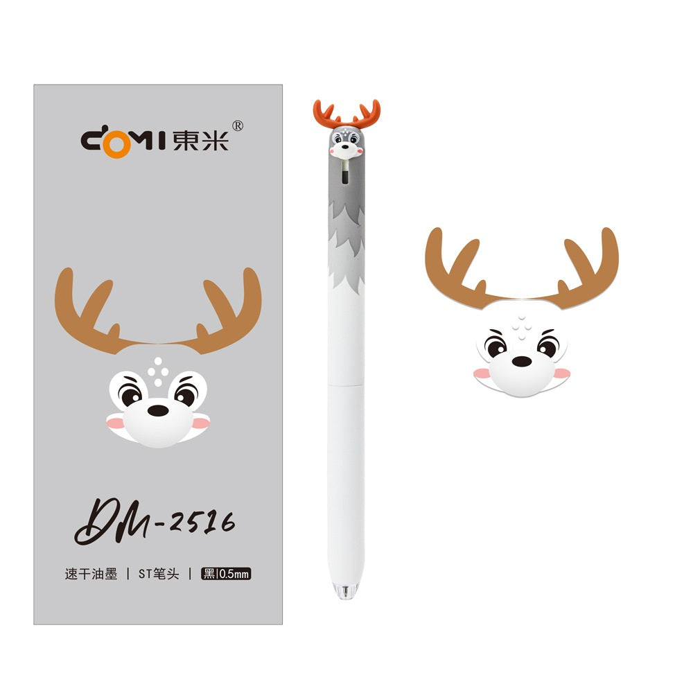 DOMI Deer Retractable Gel Pens | 0.5mm Black Ink,12 Pack Grey