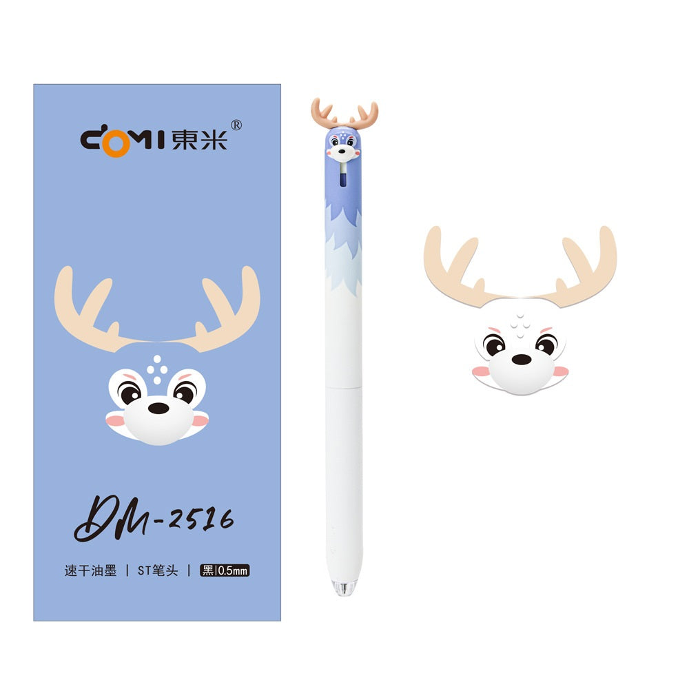 DOMI Deer Retractable Gel Pens | 0.5mm Black Ink,12 Pack Blue