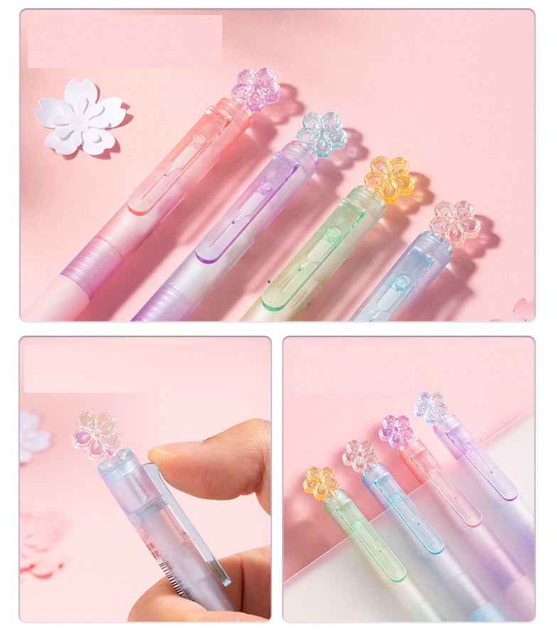 Deli Sakura Scented Click Gel Pen Black Ink,0.5mm,12-Piece