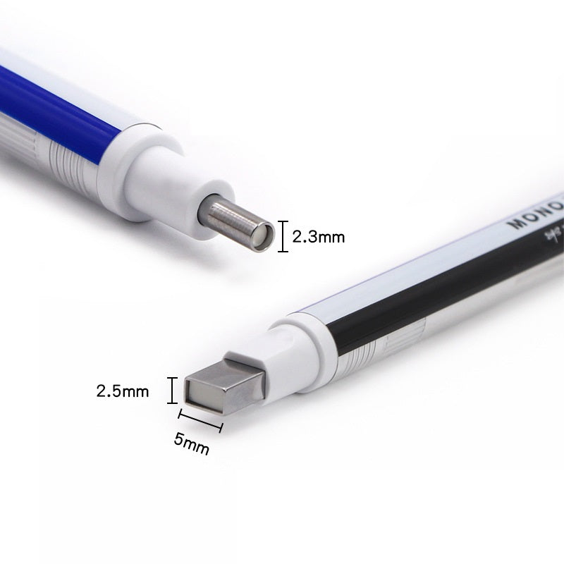 Tombow Mono Zero penvormige gumset (ronde rechthoekige punt en 4 vullingen)
