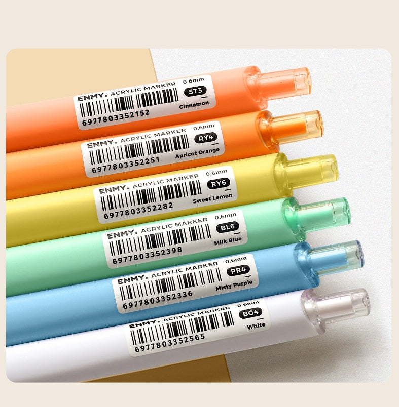 ENMY Rainbow Retractable Acrylic Liner Pen Set | Colored Gel Pens 0.7mm