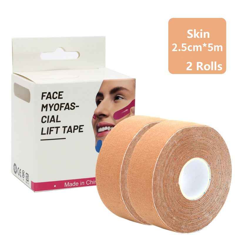 Ruban anti-rides ruban de levage myofascial facial 2,5 cm x 5 m, 2 rouleaux