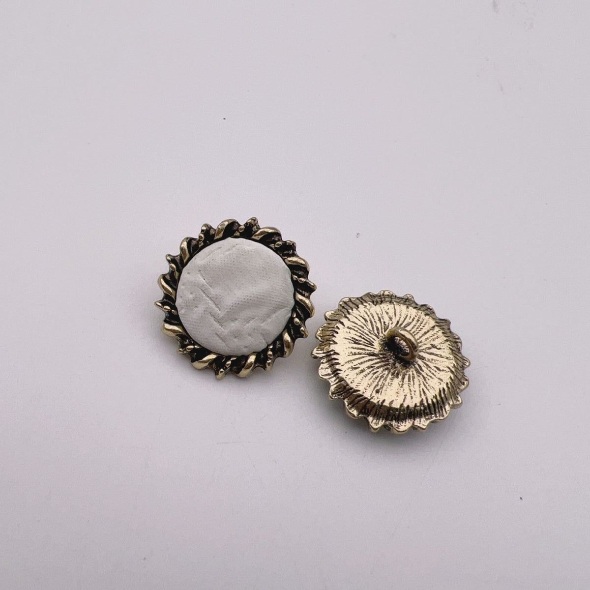23mm Leather Fabric Antique Bronze Metal Shank Buttons 50pcs White